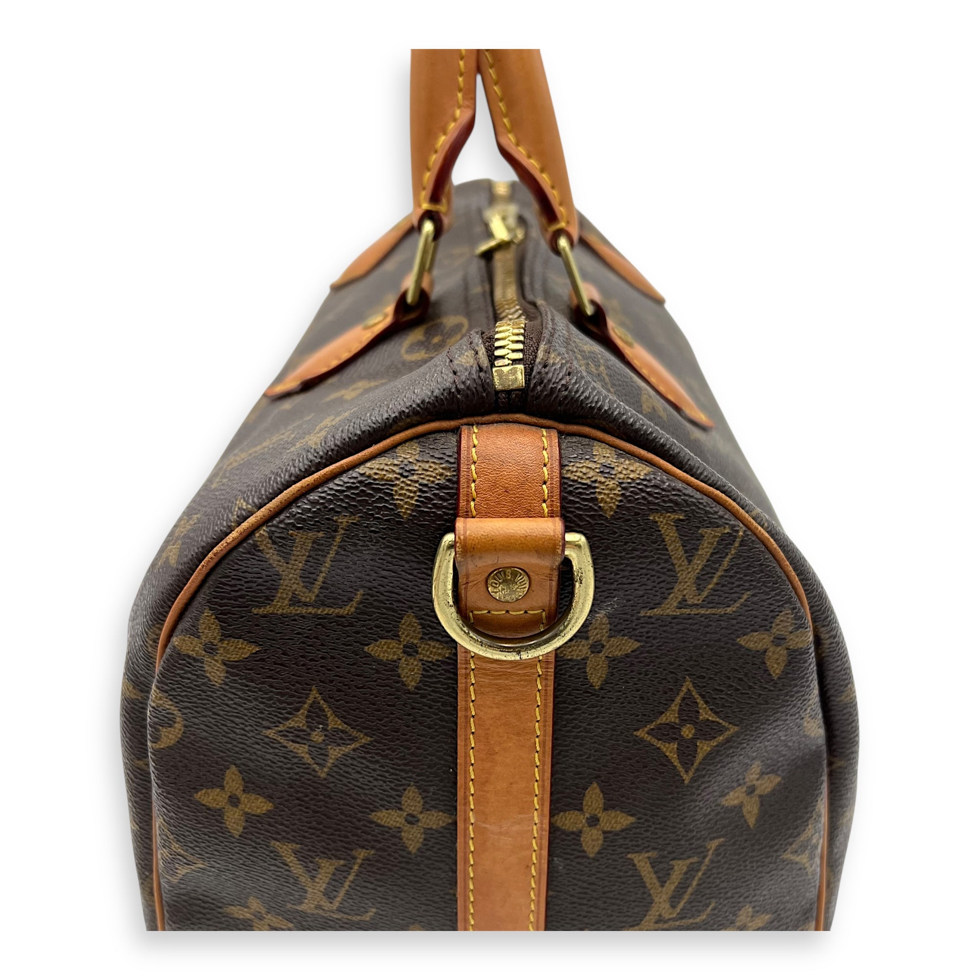 Speedy Bandouliere Top Handle Bag 30 Brown in Monogram Coated Canvas, Gold hardware - Image 8