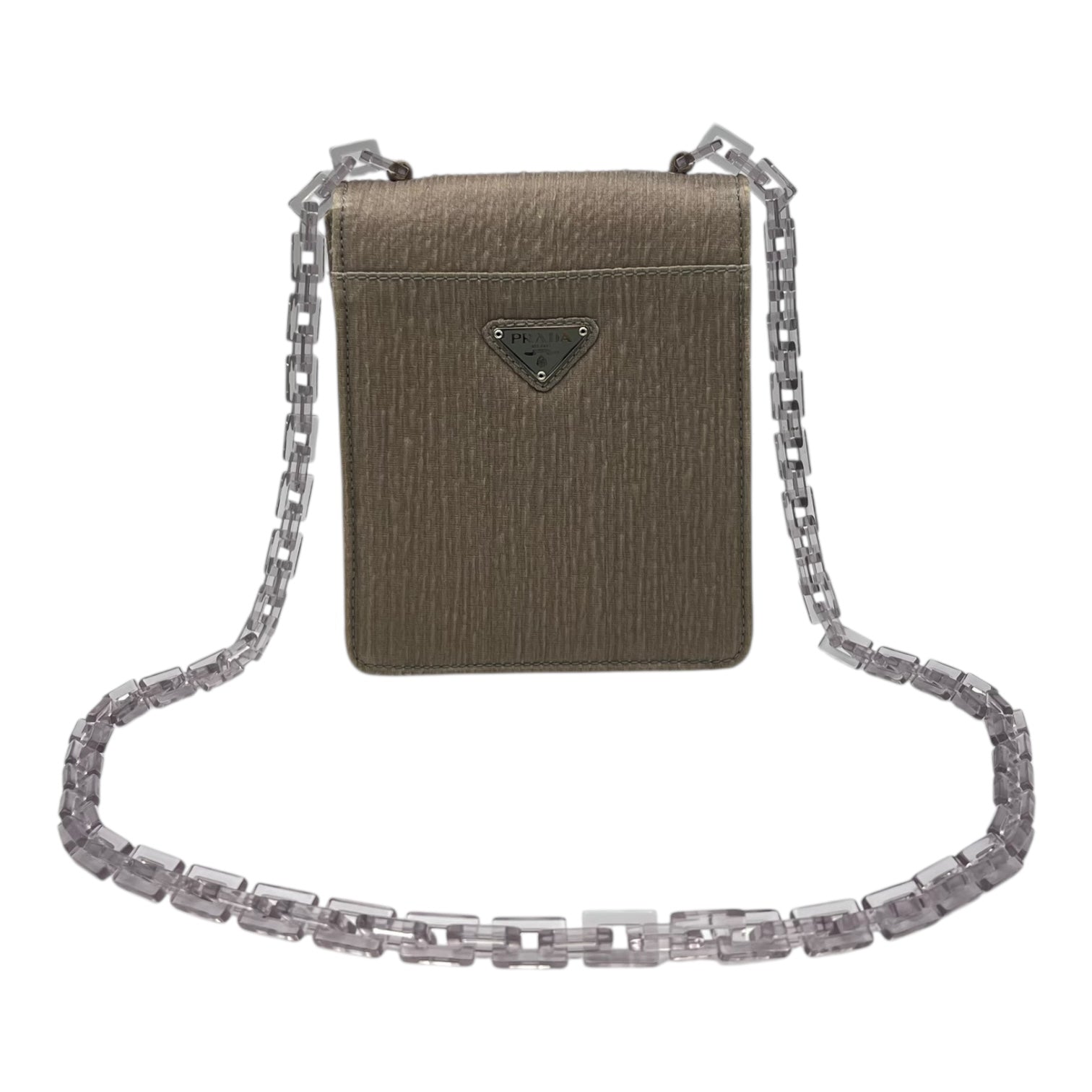 Logo Beige Shoulder Bag in Fabric, Silver hardware - Image 8