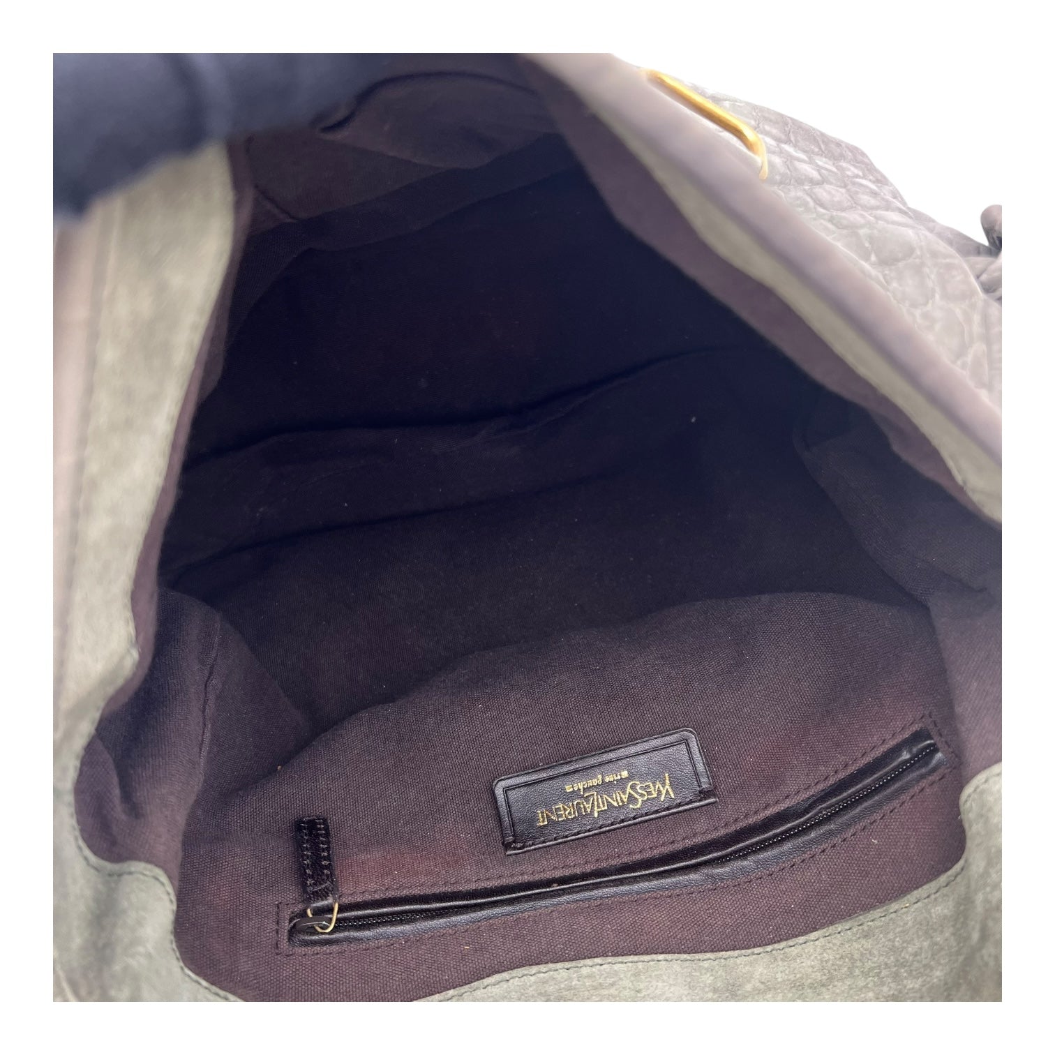 Besace Shoulder Bag Grey in Crocodile Embossed Calfskin, Gold hardware - Image 7