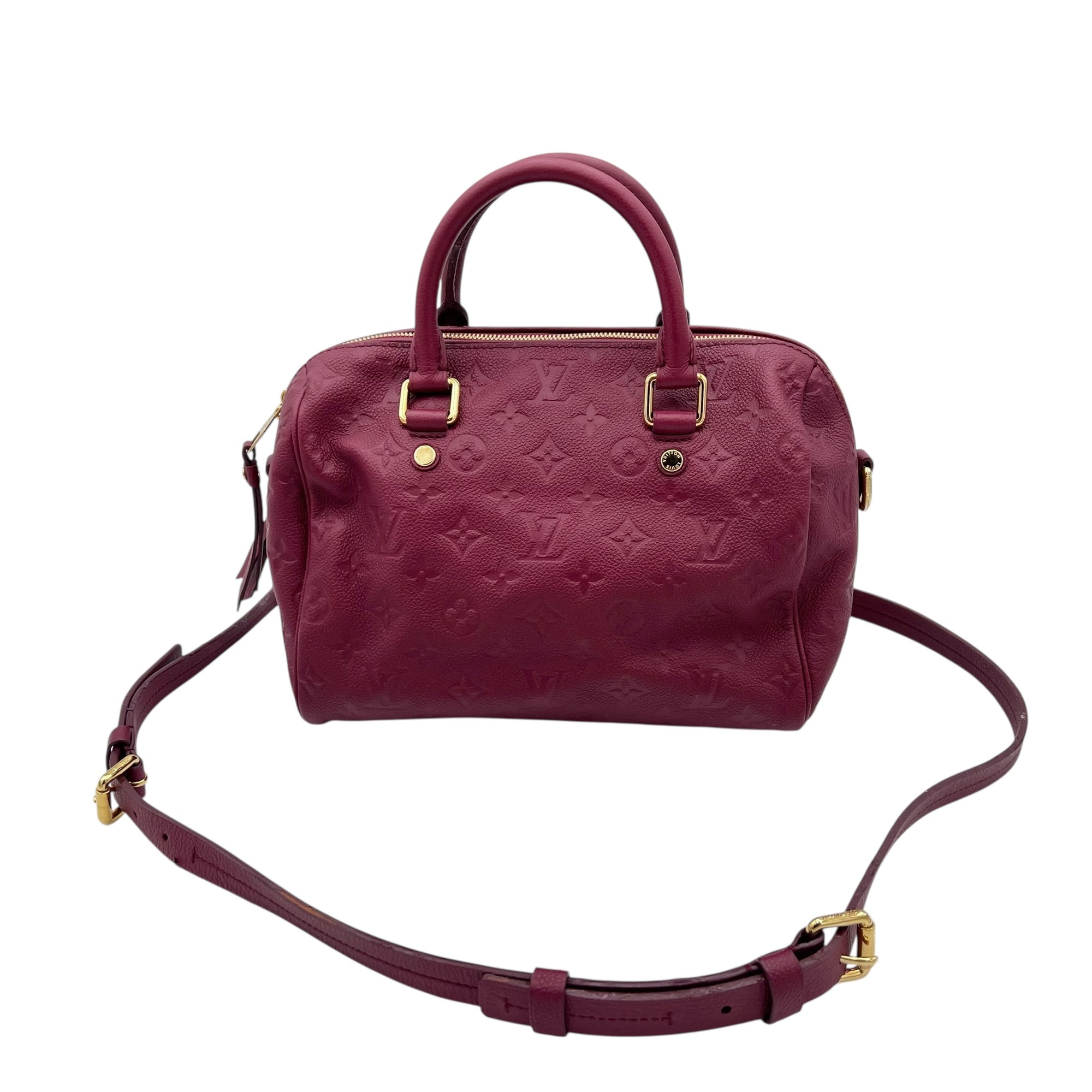 Speedy Bandouliere Top Handle Bag Red in Monogram Empreinte Leather, Gold hardware - Image 21