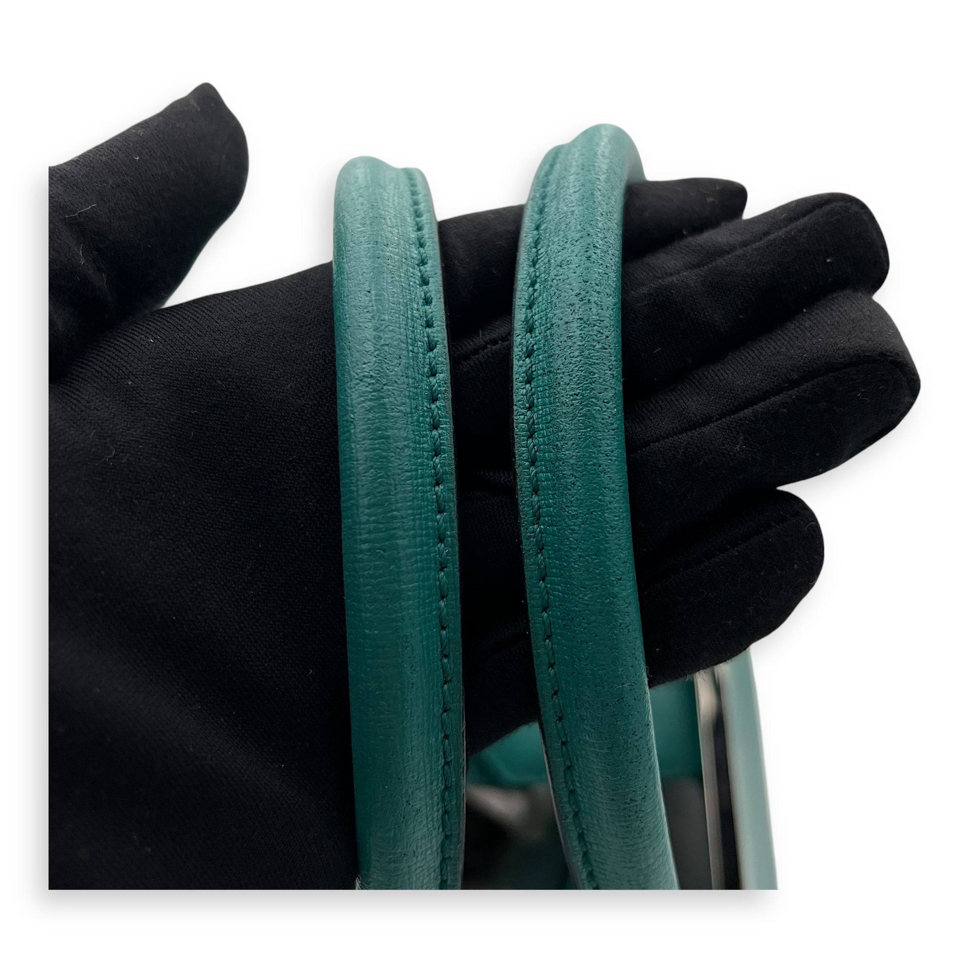 2 jours Top Handle Bag Medium Blue in Calfskin, Silver hardware - Image 10