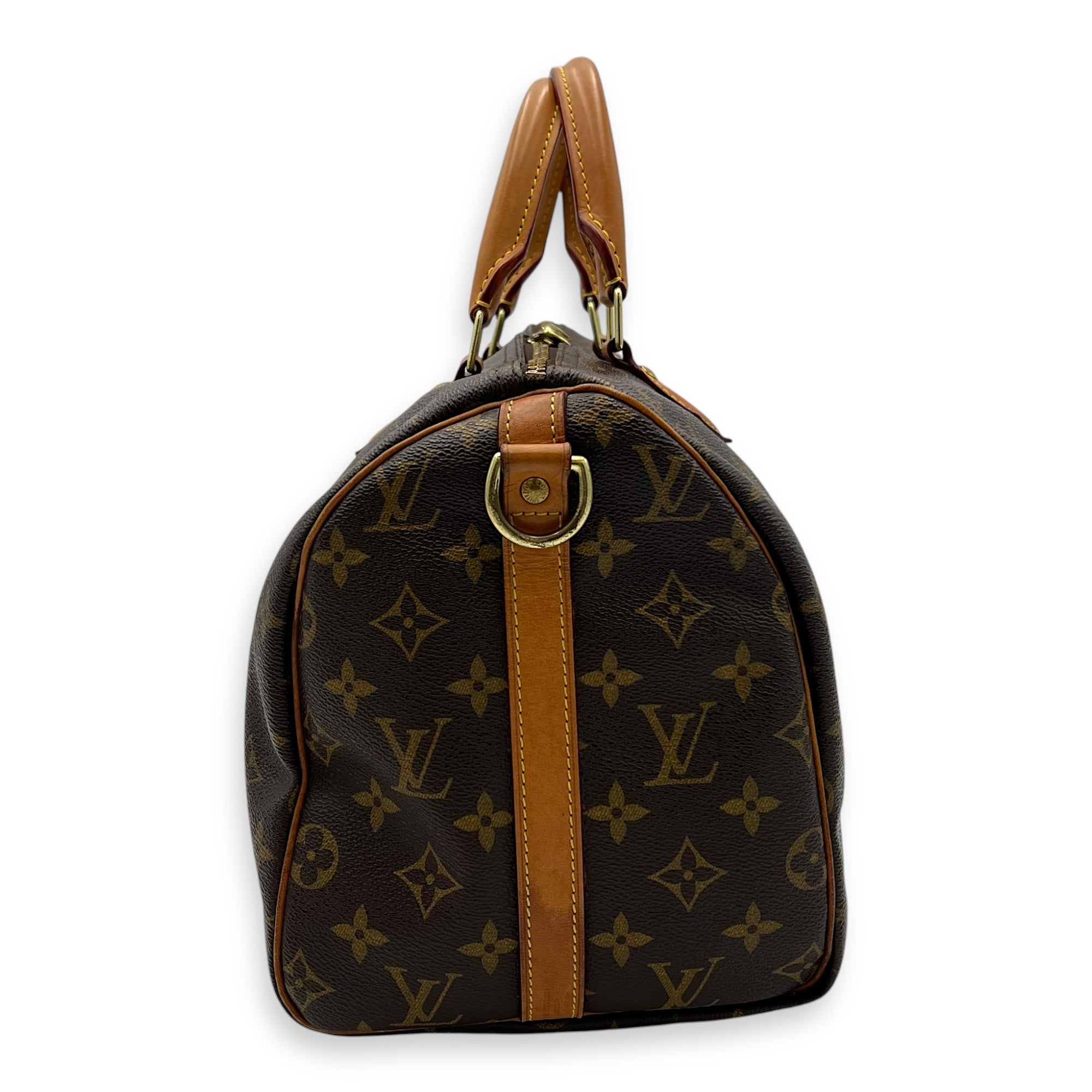 Speedy Bandouliere Top Handle Bag 30 Brown in Monogram Coated Canvas, Gold hardware - Image 4