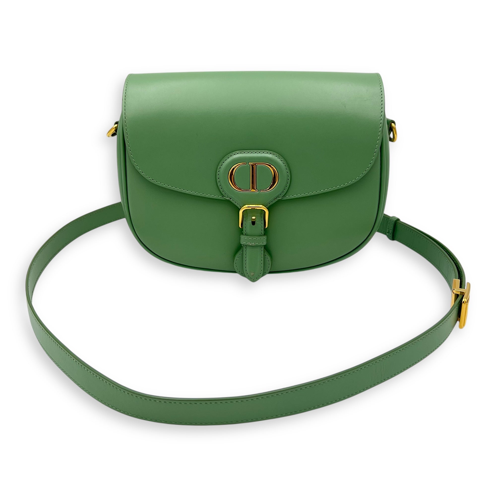 Bobby Crossbody Bag Green in Calfskin, Gold hardware - Image 17