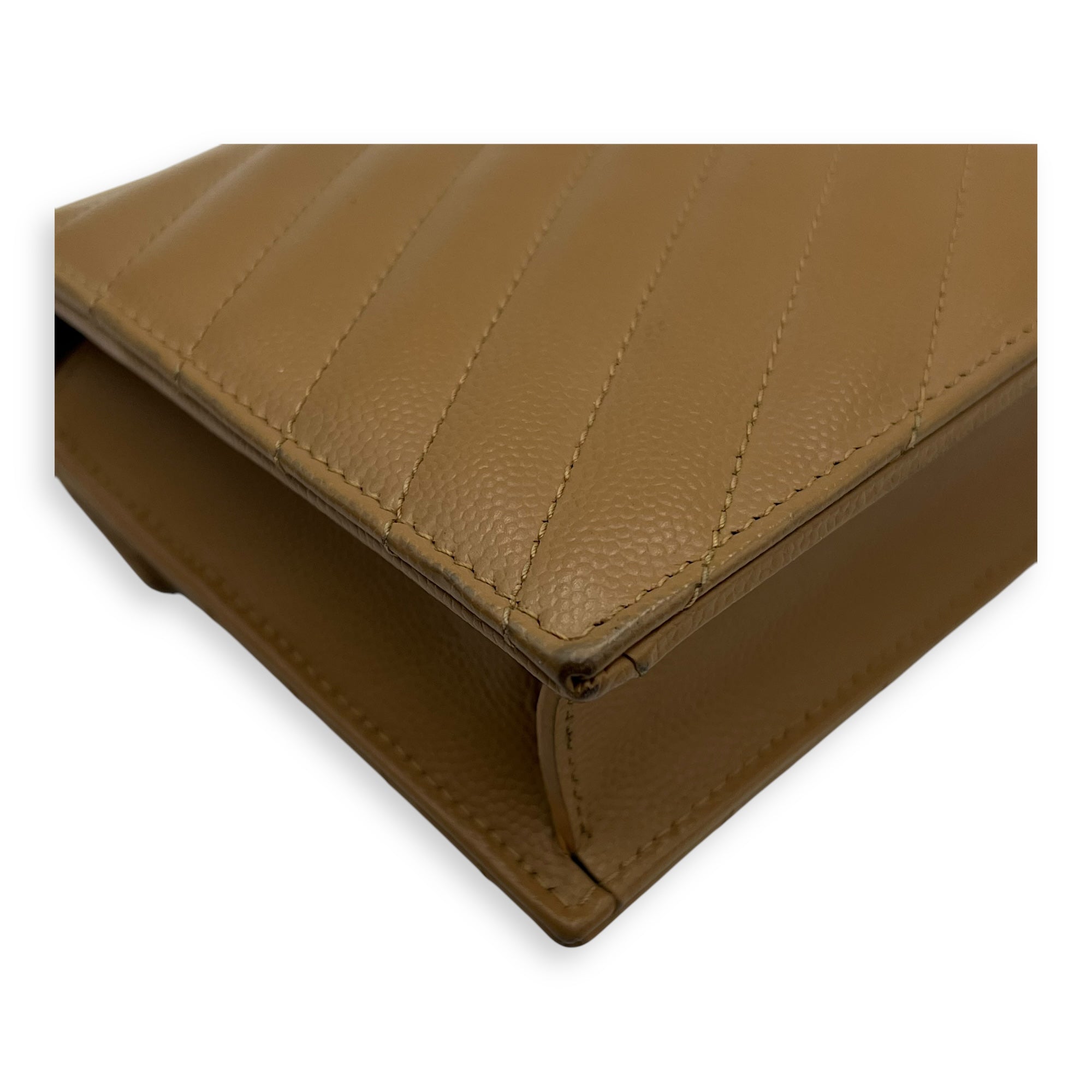 Cassandre Wallet On Chain Beige in Calfskin, Gold hardware - Image 14