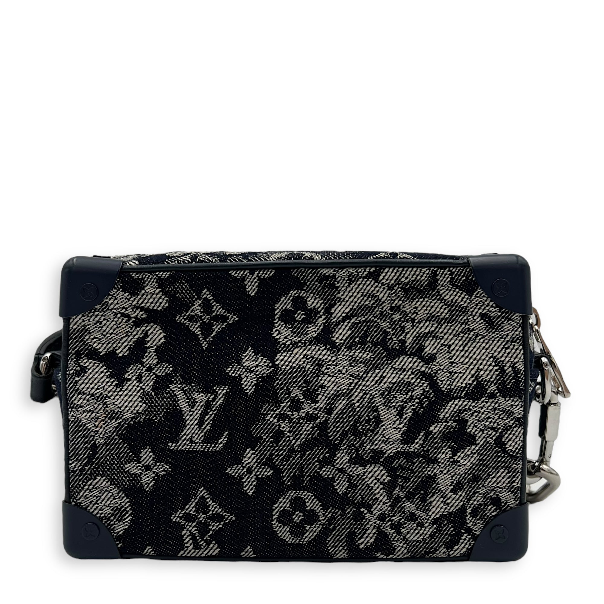 Soft Trunk Shoulder Bag Blue in Denim, Silver hardware - Image 23