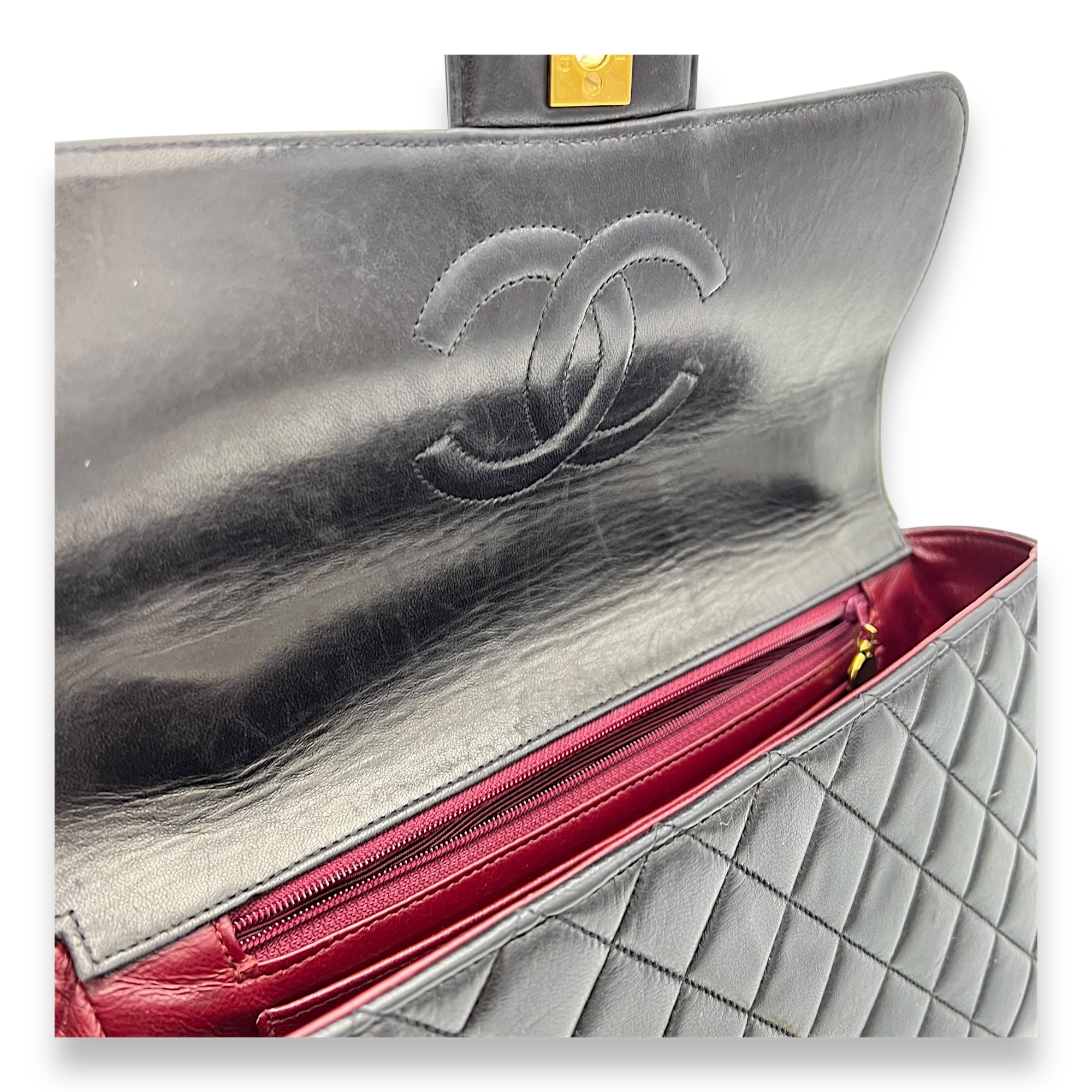 Kelly Parent and Child Black Top Handle Bag in Lambskin, Gold hardware - Image 9