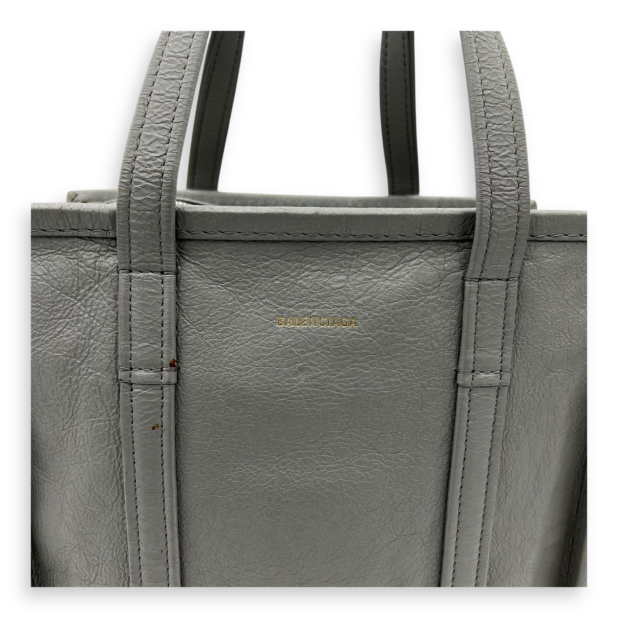 Bazaar Shopper Top Handle Bag Grey in Lambskin, Silver hardware - Image 8