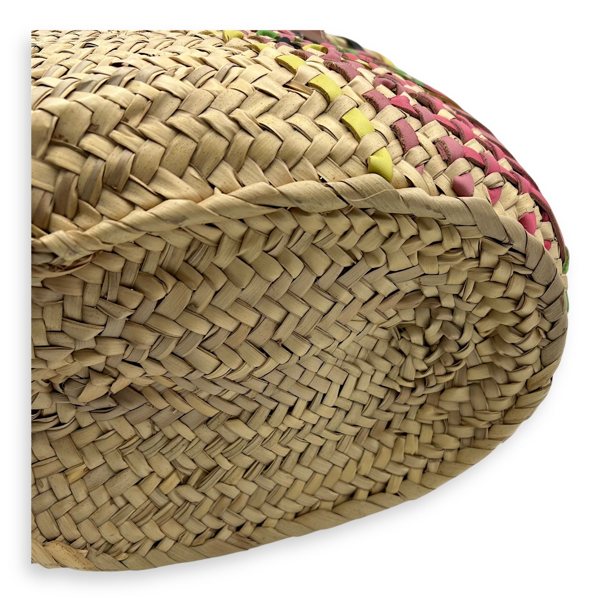 Basket Beige Top Handle Bag in Raffia, Silver hardware - Image 11