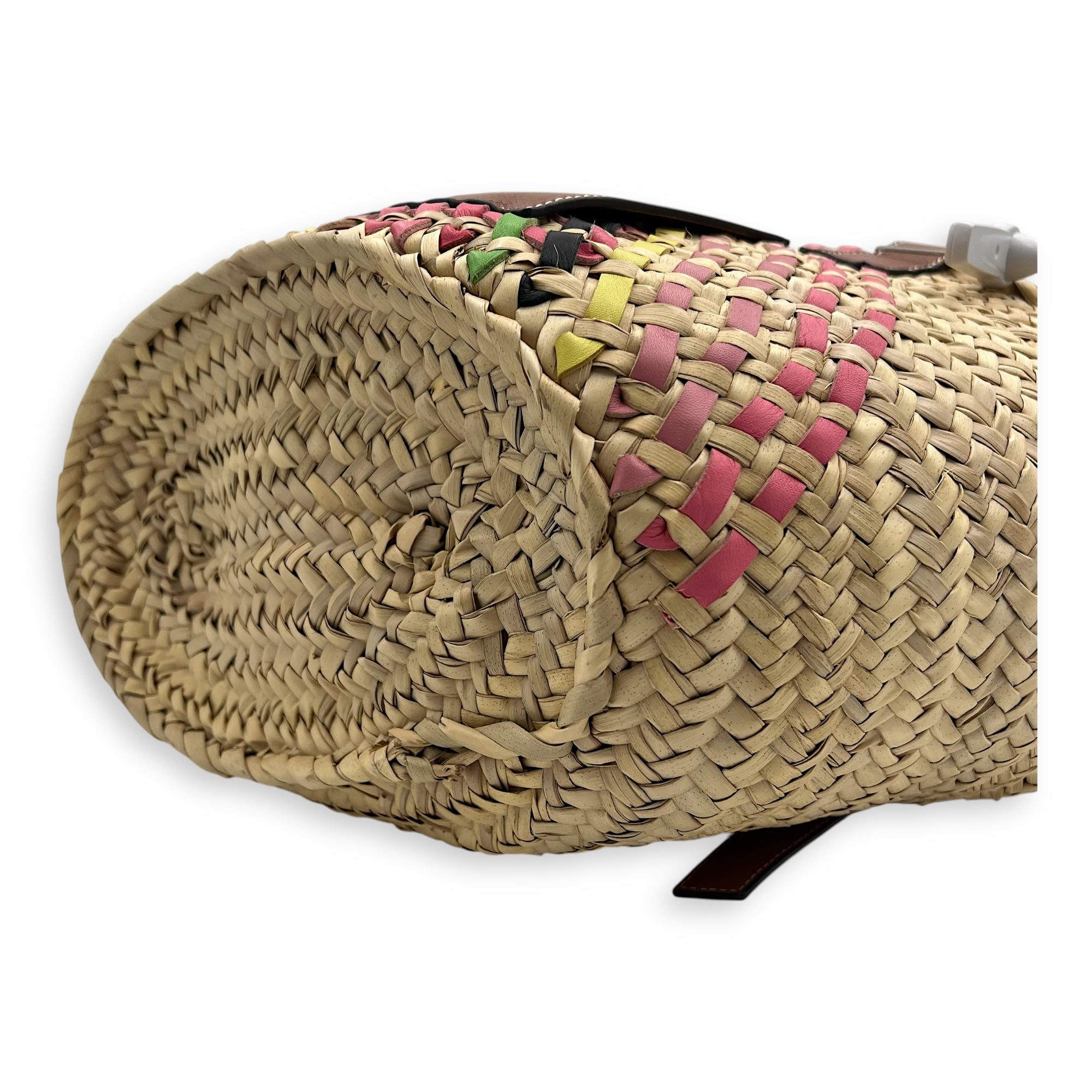 Basket Beige Top Handle Bag in Raffia, Silver hardware - Image 10