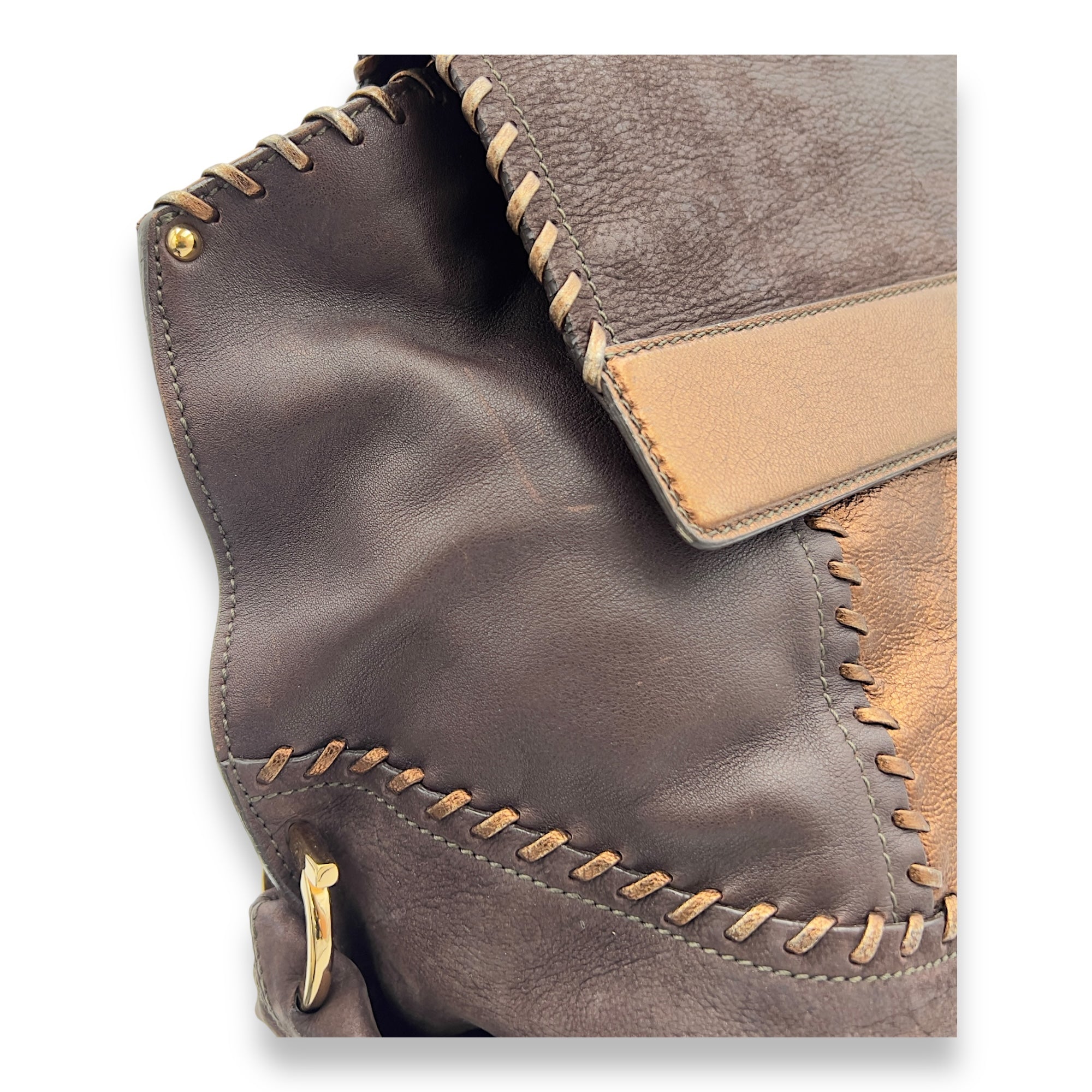 Tote Medium Brown Top Handle Bag in Calfskin, Gold hardware - Image 10