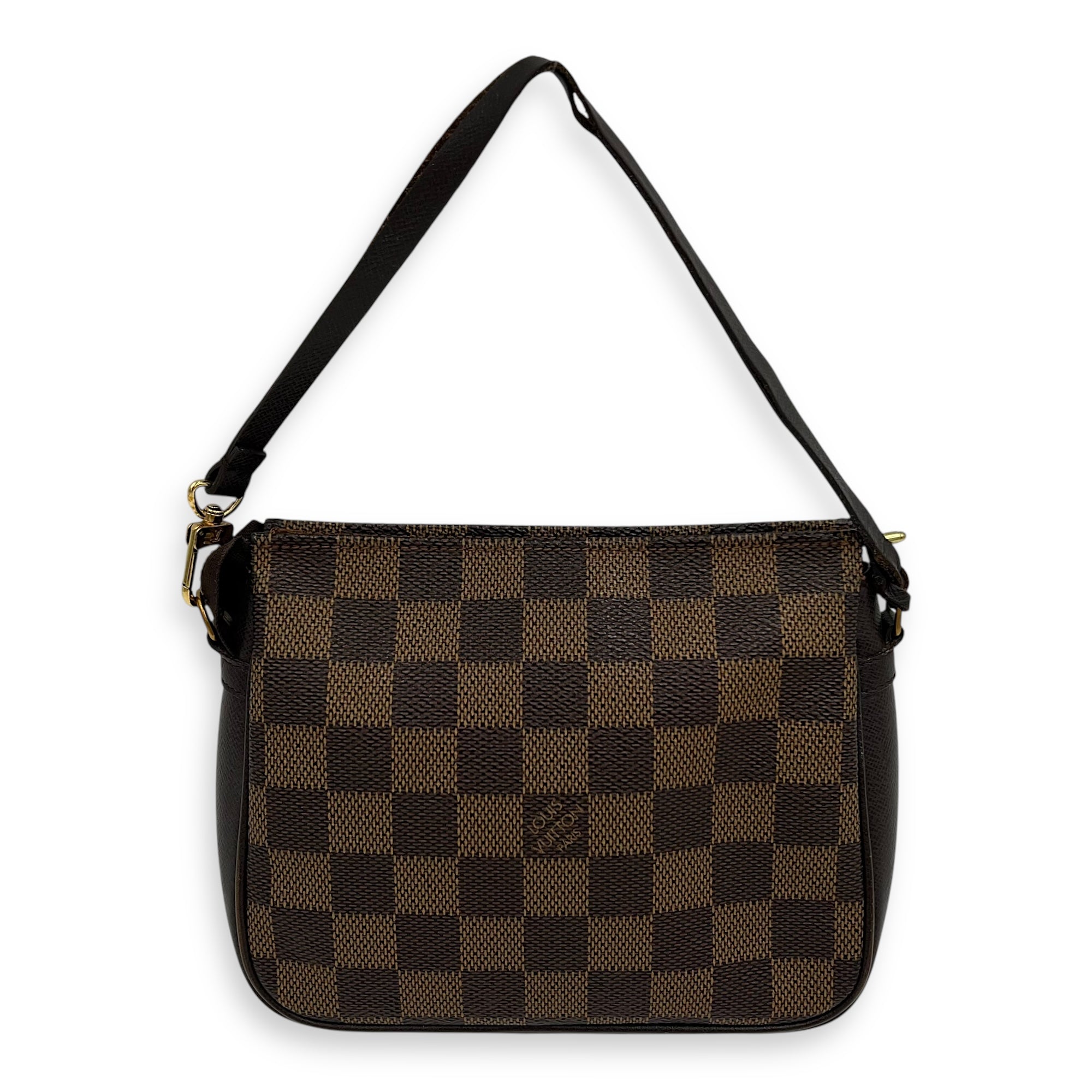 Trousse Pouch Brown in Coated Canvas, Gold hardware - Image 3