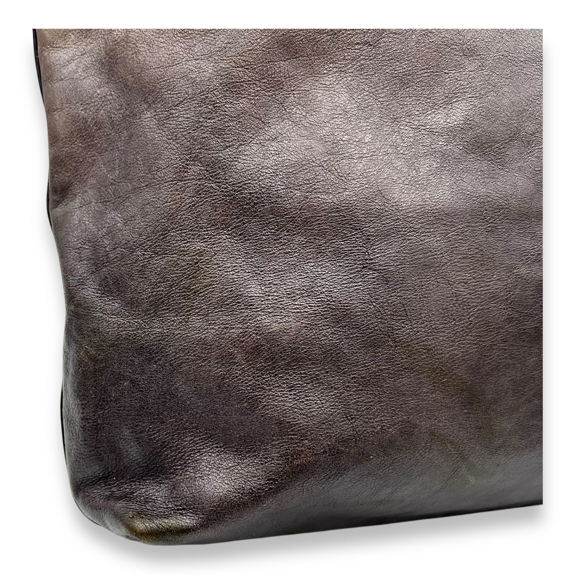 Vitello Shine Brown Tote Bag in Calfskin, Silver hardware - Image 11