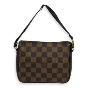 Trousse Pouch Brown in Coated Canvas, Gold hardware