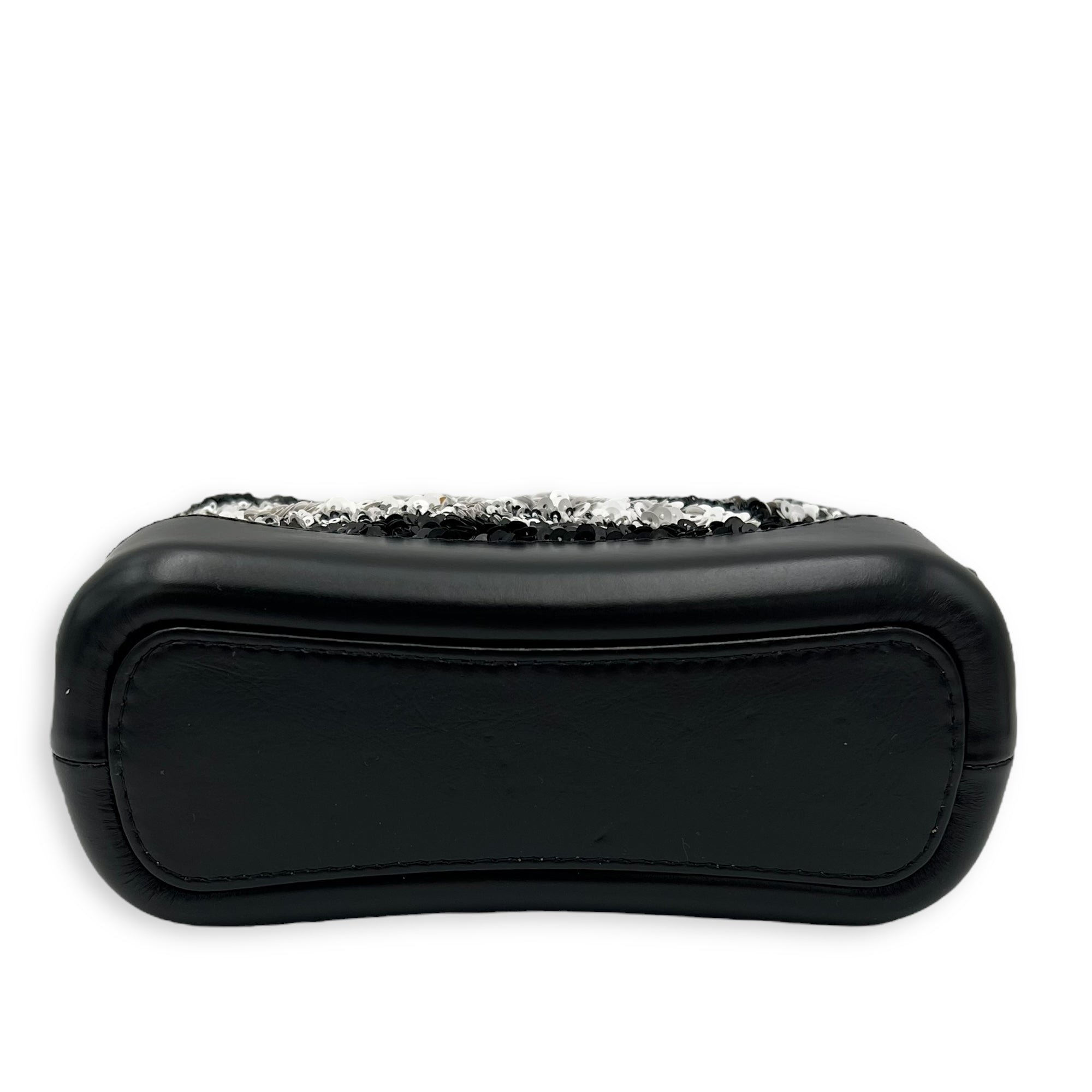 Gabrielle Small Black - White Shoulder Bag in Sequins, Gold hardware - Image 6