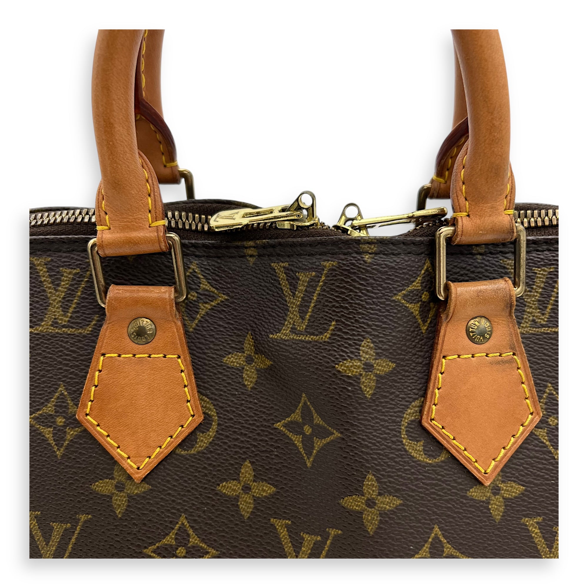 Alma Top Handle Bag PM Brown in Monogram Coated Canvas, Gold hardware - Image 9
