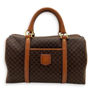 Macadam Top Handle Bag Brown in Coated Canvas, Gold hardware