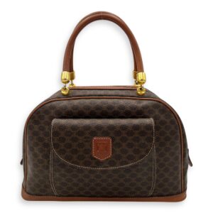 Macadam Top Handle Bag Brown in Coated Canvas, Gold hardware