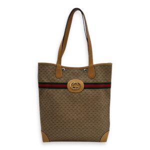 GG Tote Bag Brown in Coated Canvas, Gold hardware