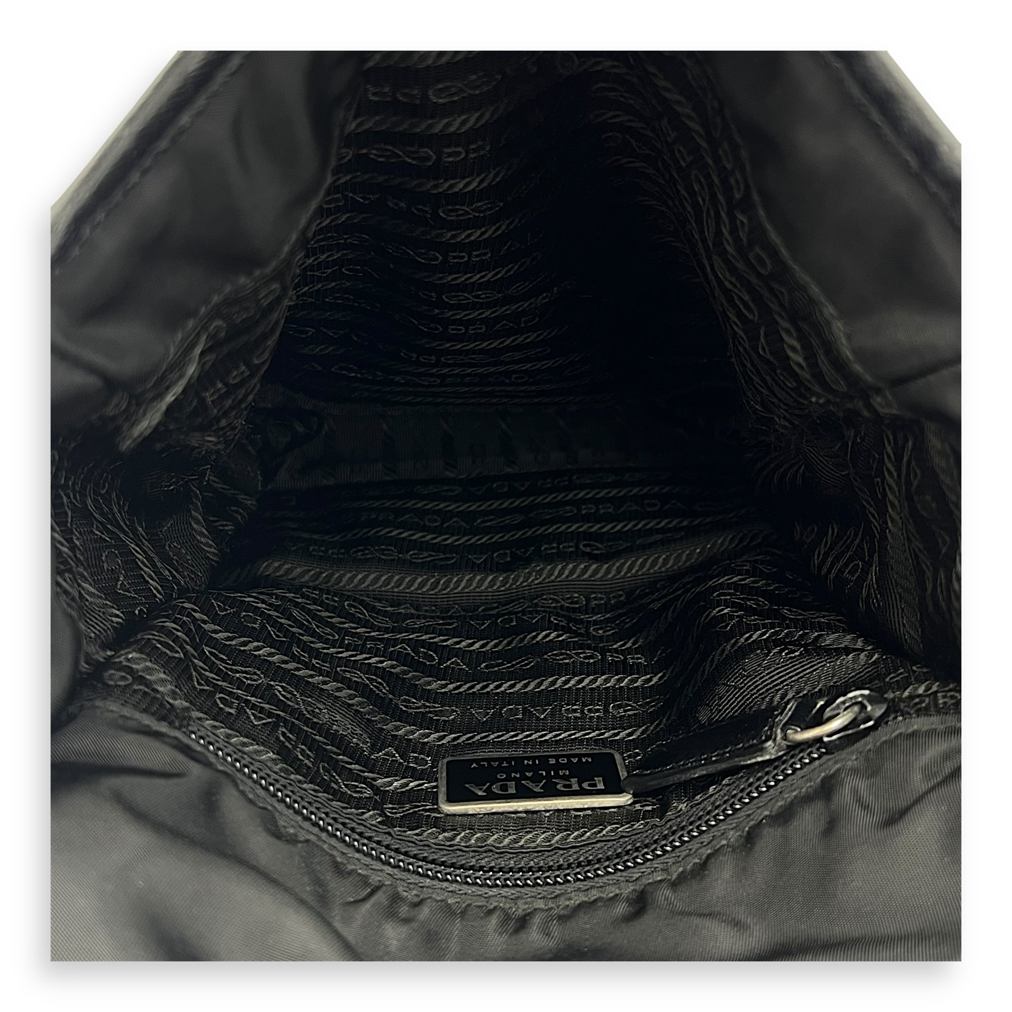 Logo Messenger Black in Nylon, Silver hardware - Image 7