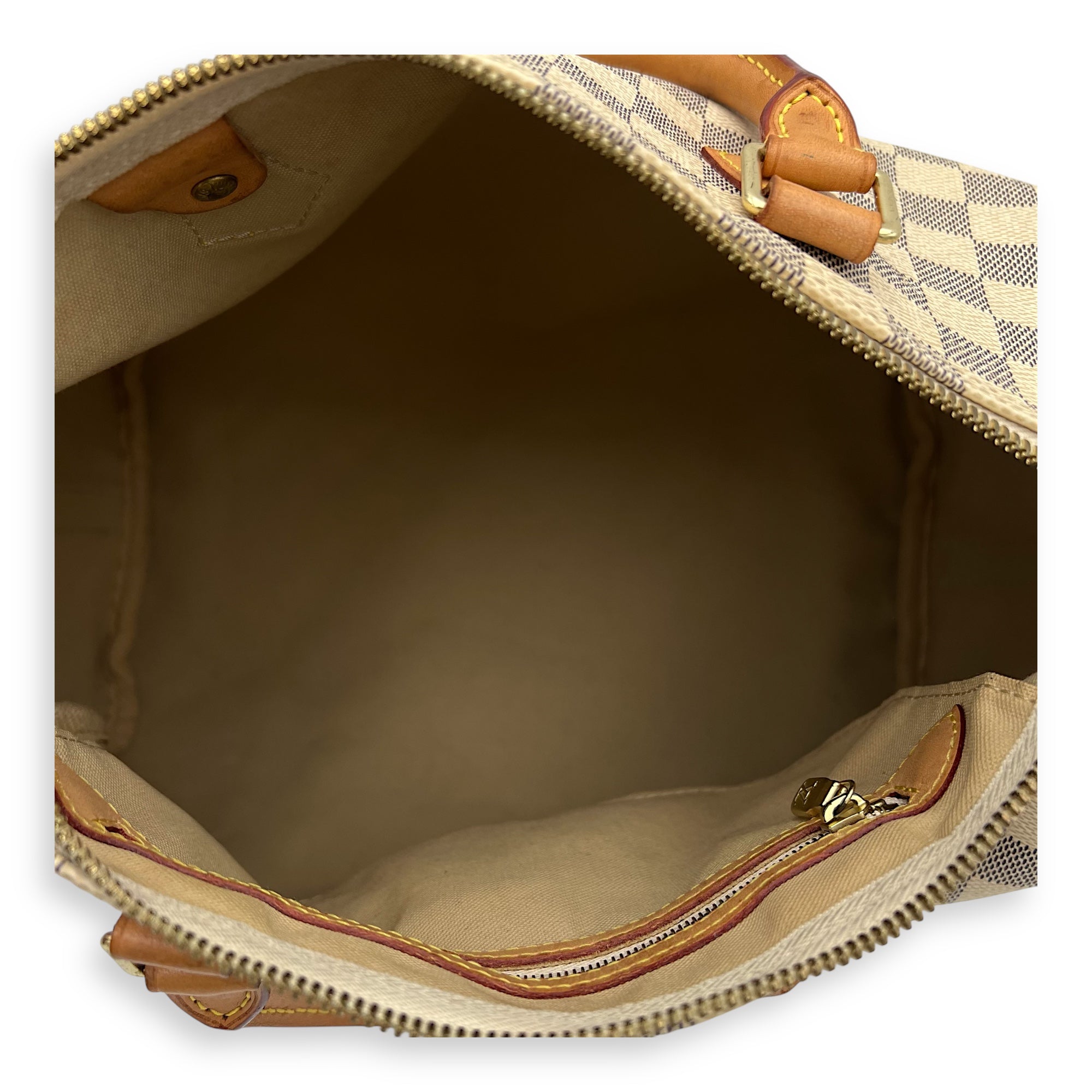 Speedy Bandouliere 30 Damier Azur Top Handle Bag in Coated Canvas, Gold hardware - Image 7