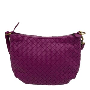 Intrecciato Purple Shoulder Bag in Lambskin, Gold hardware