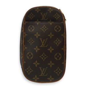 Pochette Gange Brown Belt Bag in Monogram Coated Canvas, Gold hardware