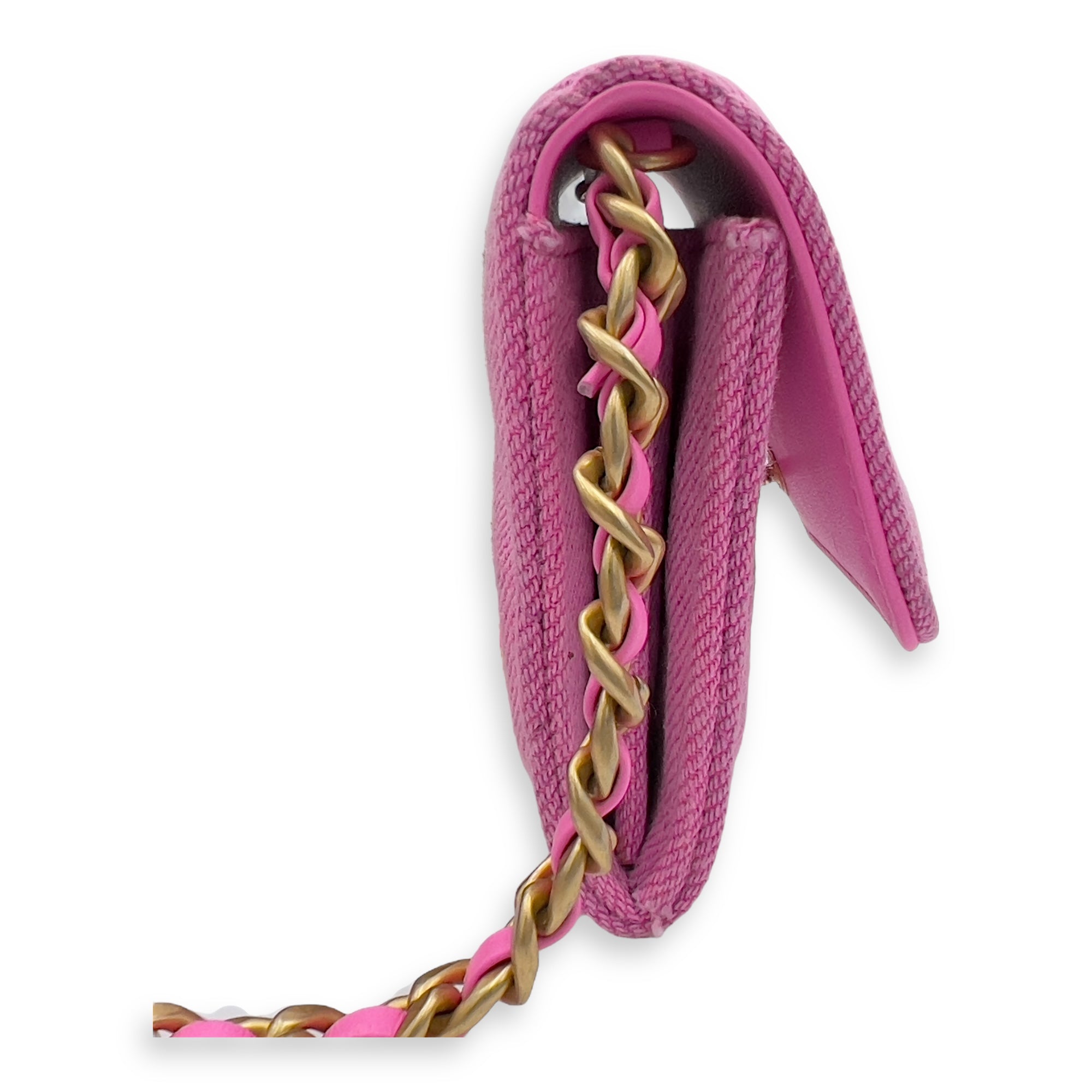 C19 Pink Wallet On Chain in Denim, Gold hardware - Image 7