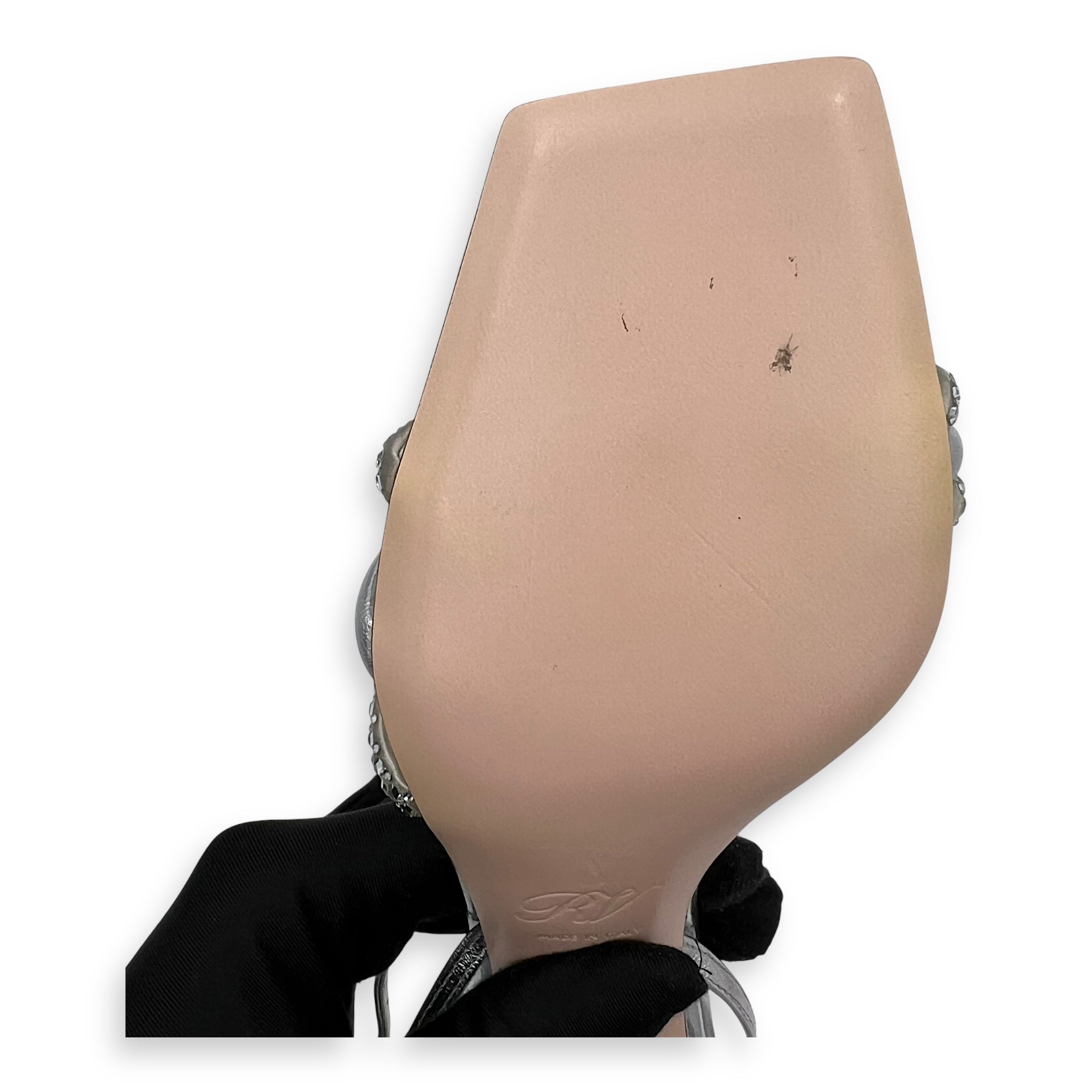 Cube Strass Heel Bling Sandal 75 Heels 38 Silver in Calfskin, Silver hardware - Image 6