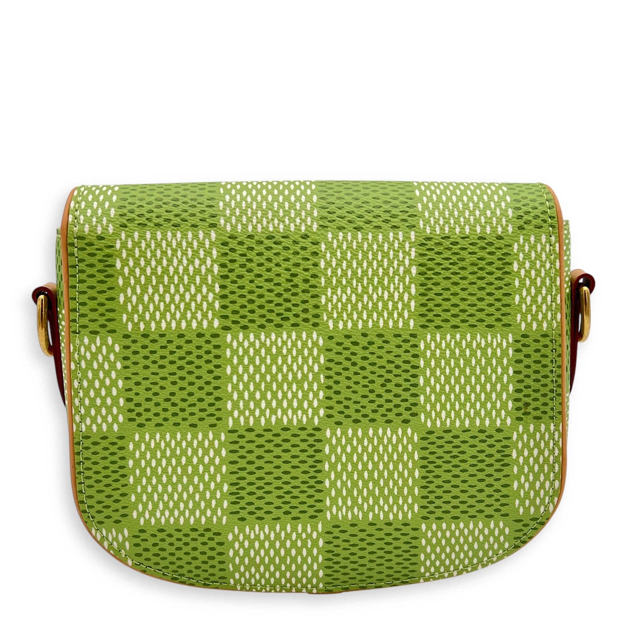 Montsouris Crossbody Bag Green in Coated Canvas, Gold hardware - Image 3