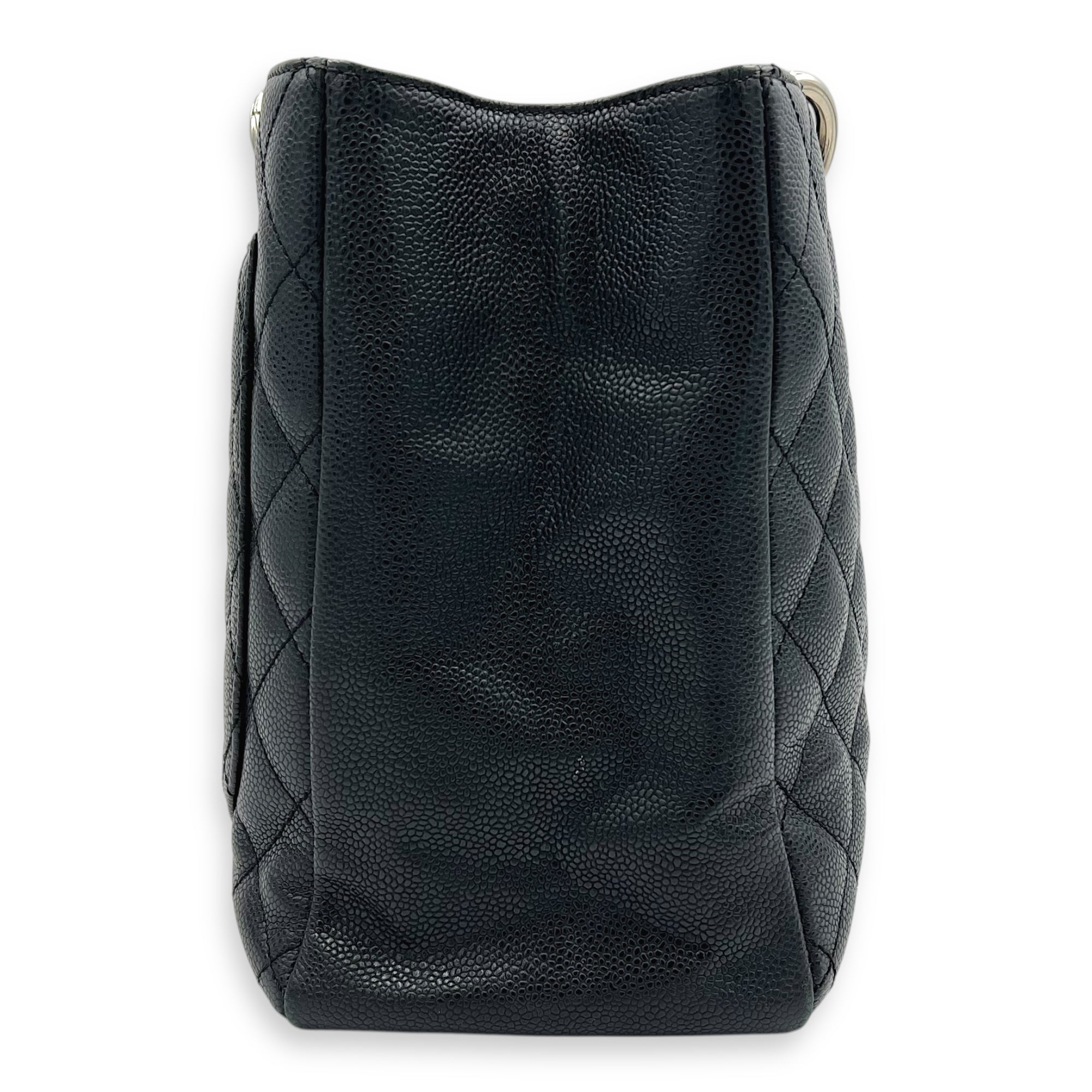 GST Tote Bag Black in Caviar Leather, Silver hardware - Image 5