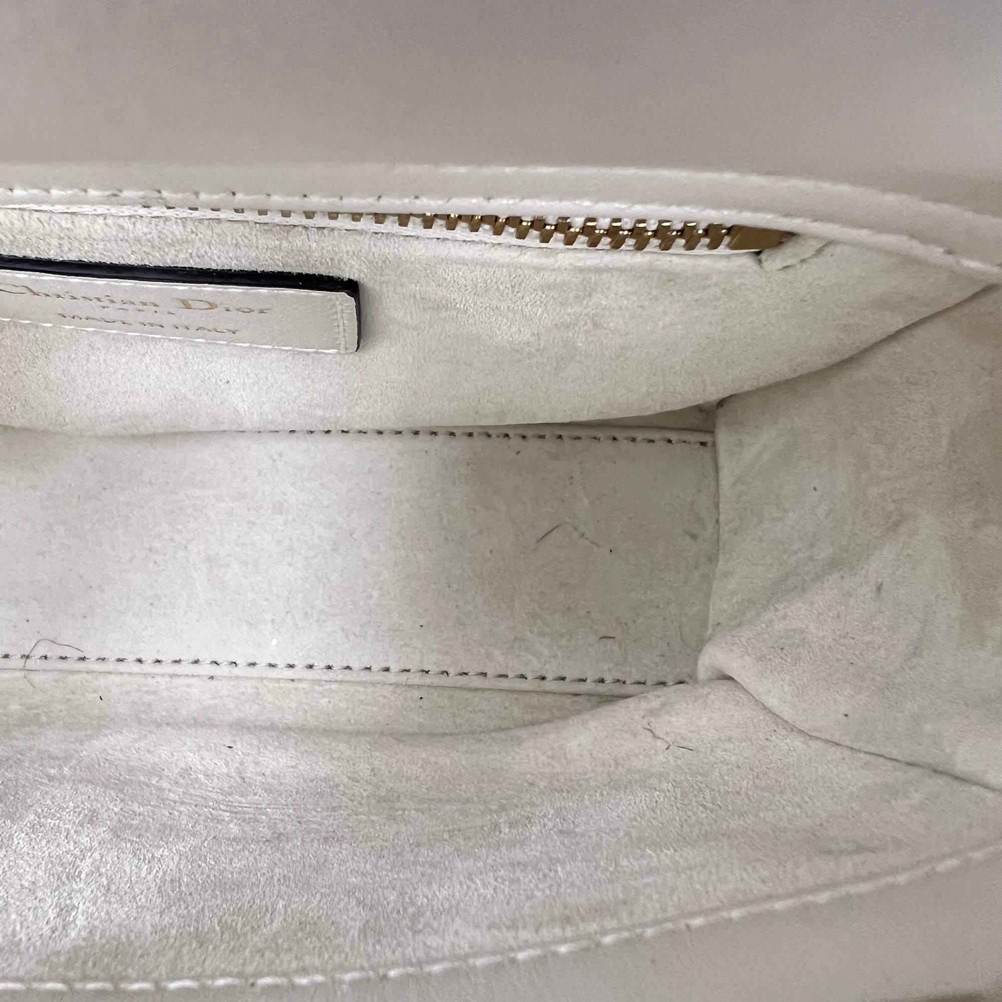 Lady Dior Mini White Top Handle Bag in Lambskin, Gold hardware - Image 12