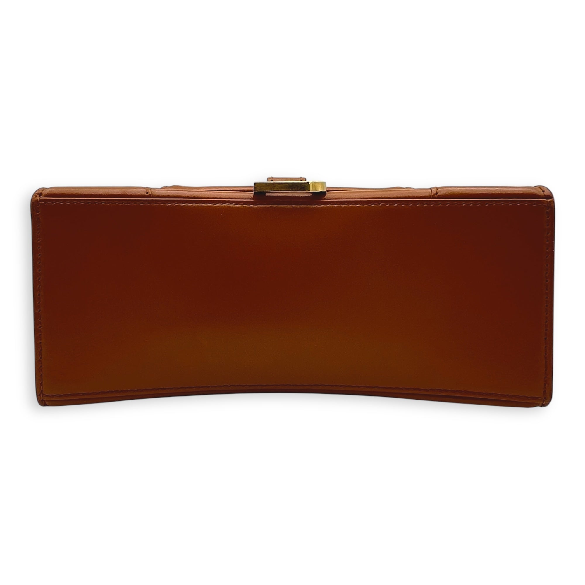 Hourglass Top Handle Bag Small Brown in Calfskin, Gold hardware - Image 6