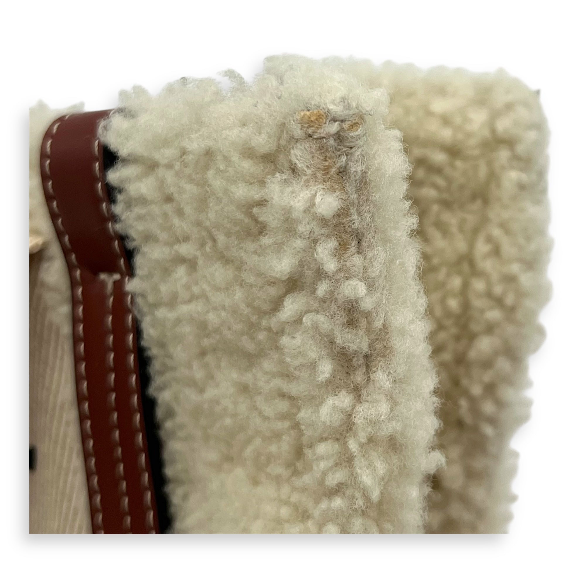 Woody Tote Bag Small Beige in Wool, Gold hardware - Image 10