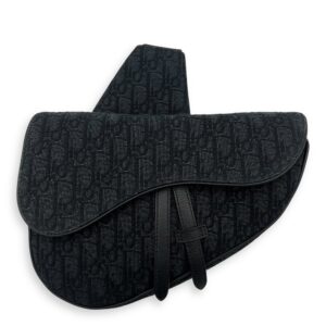 Saddle Crossbody Bag Black in Jacquard, Silver hardware