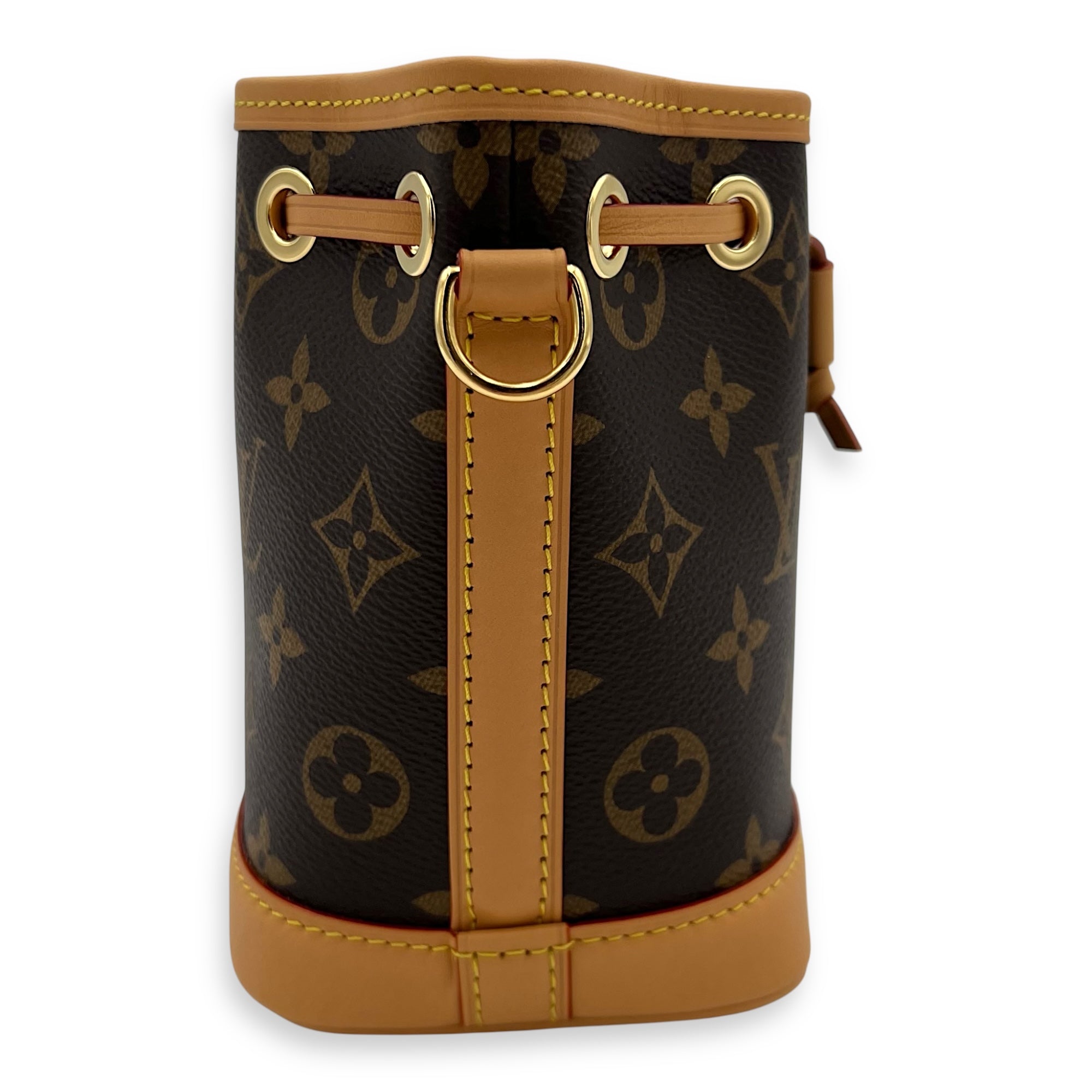 Noe Crossbody Bag Nano Brown in Monogram Coated Canvas, Gold hardware - Image 4