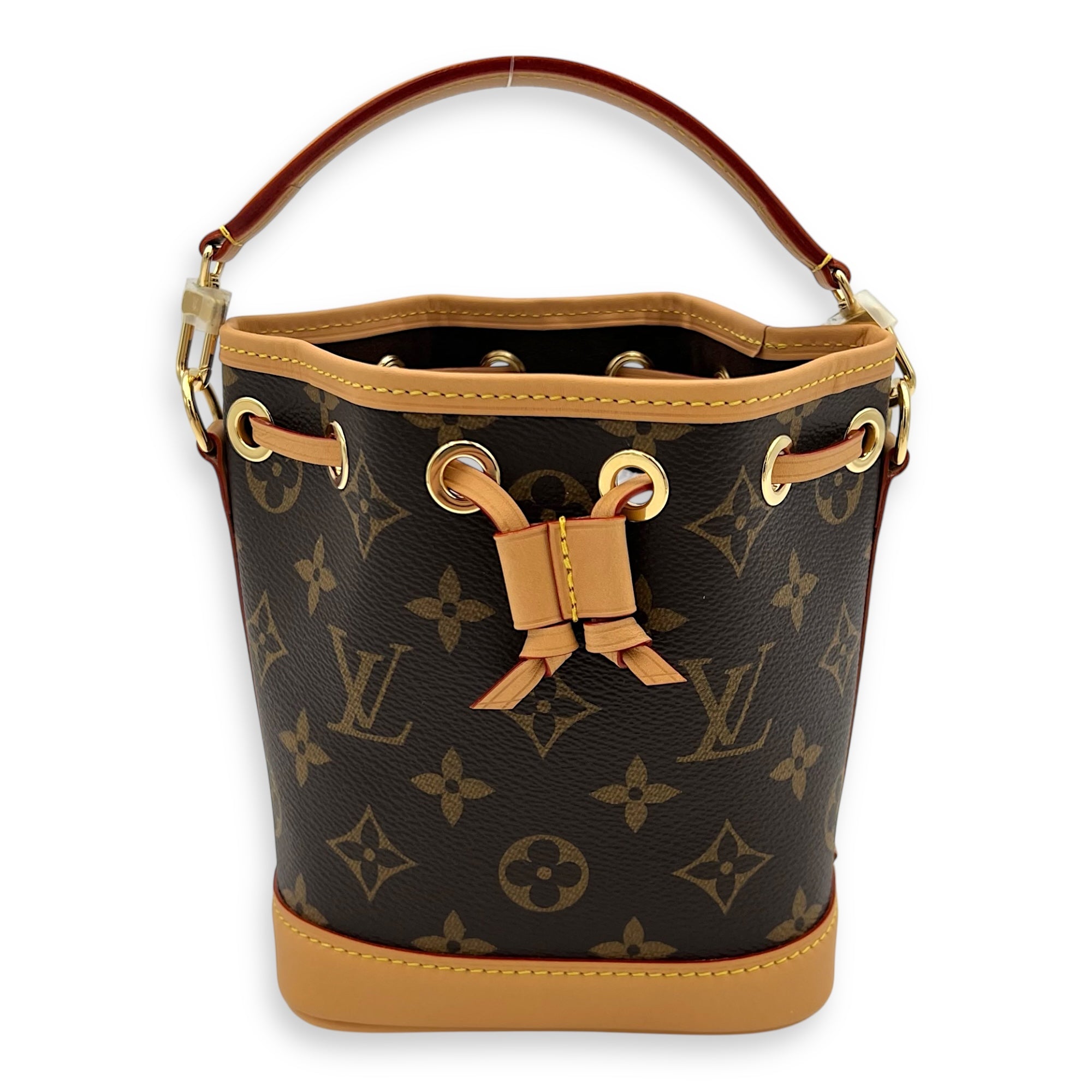 Noe Crossbody Bag Nano Brown in Monogram Coated Canvas, Gold hardware - Image 11