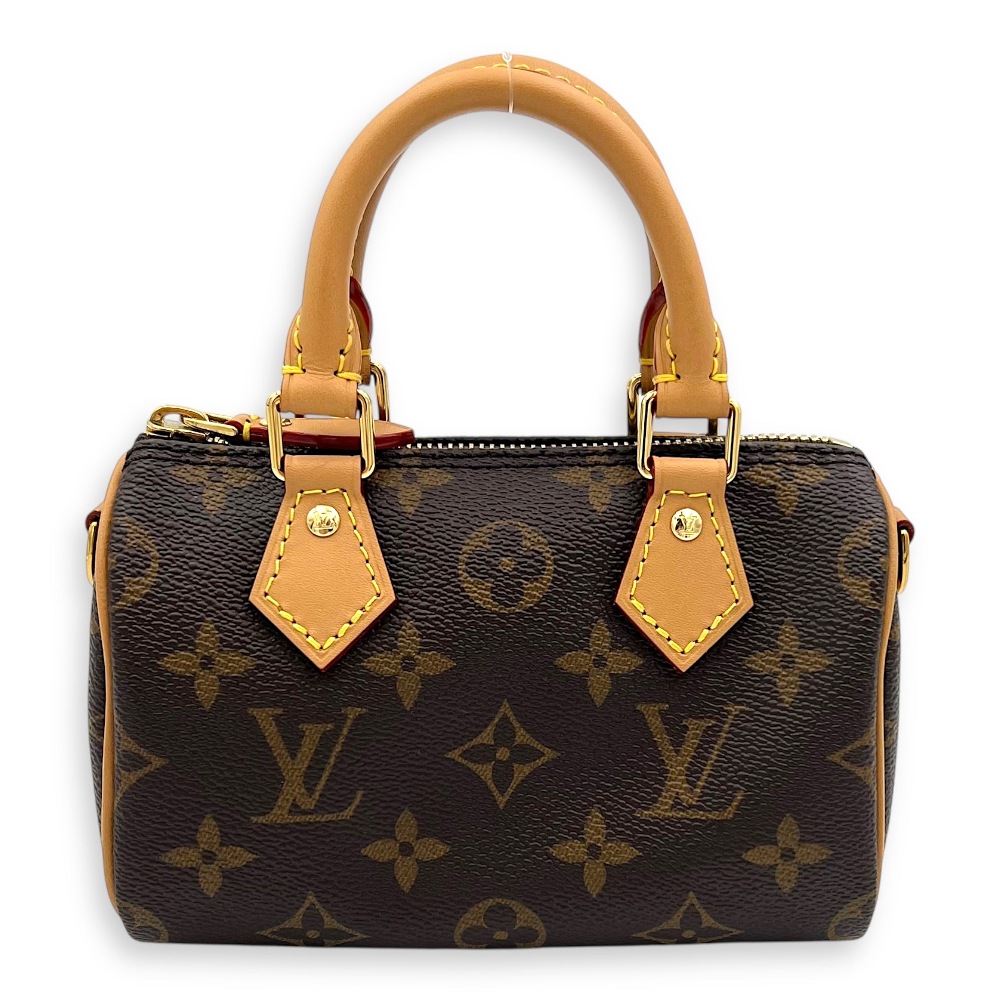 Speedy Crossbody Bag Nano Brown in Monogram Coated Canvas, Gold hardware - Image 3