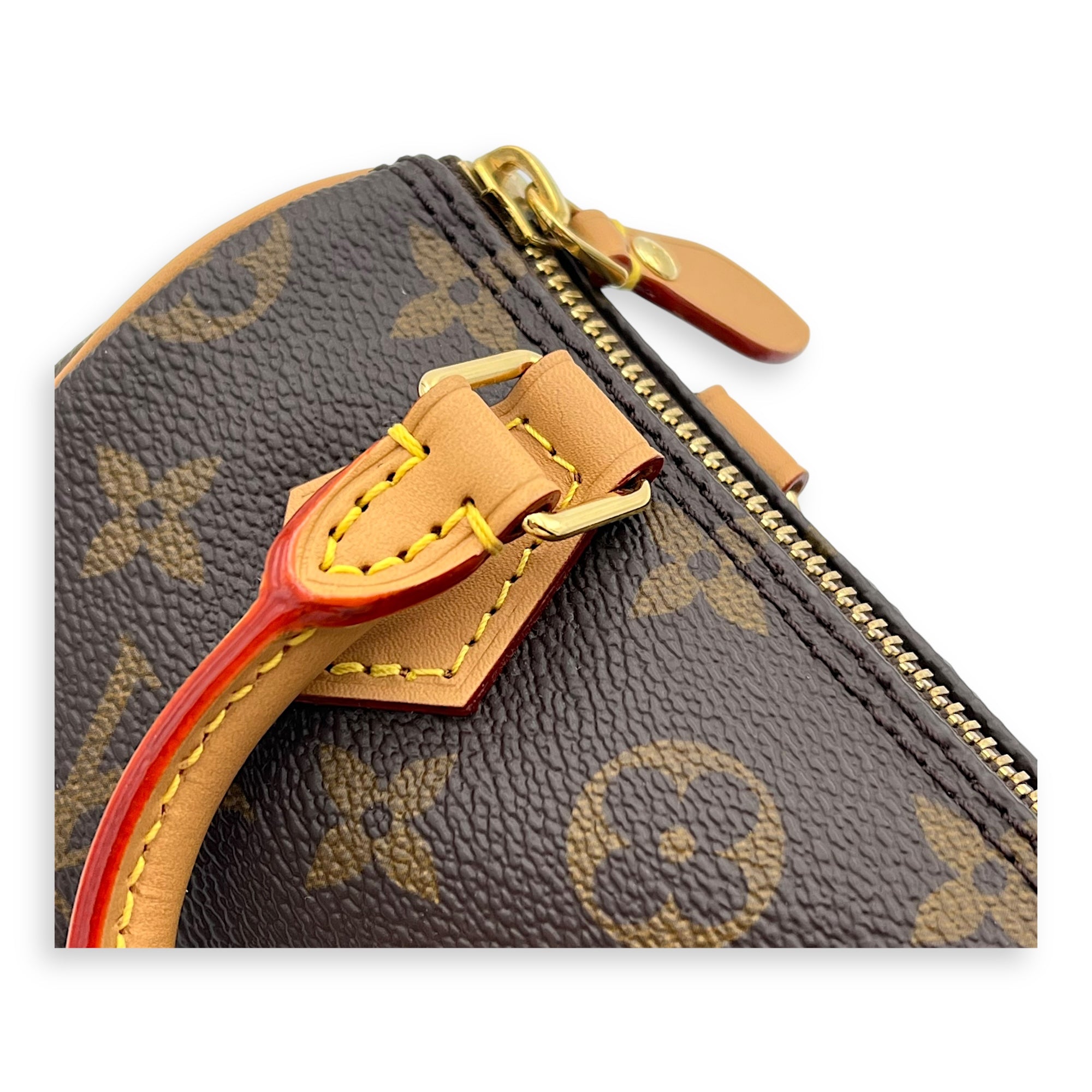 Speedy Crossbody Bag Nano Brown in Monogram Coated Canvas, Gold hardware - Image 9