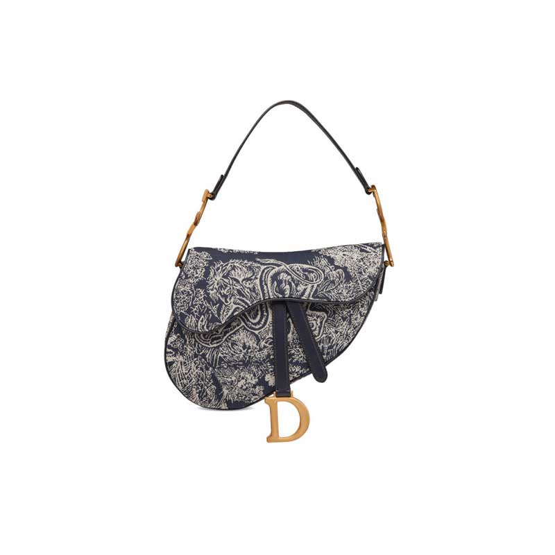 Saddle Bag Blue Toile de Jouy Reverse