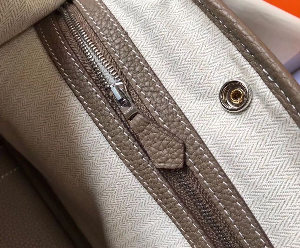 Hermes Garden Party 30 Bag In Taupe Taurillon Leather - Image 8
