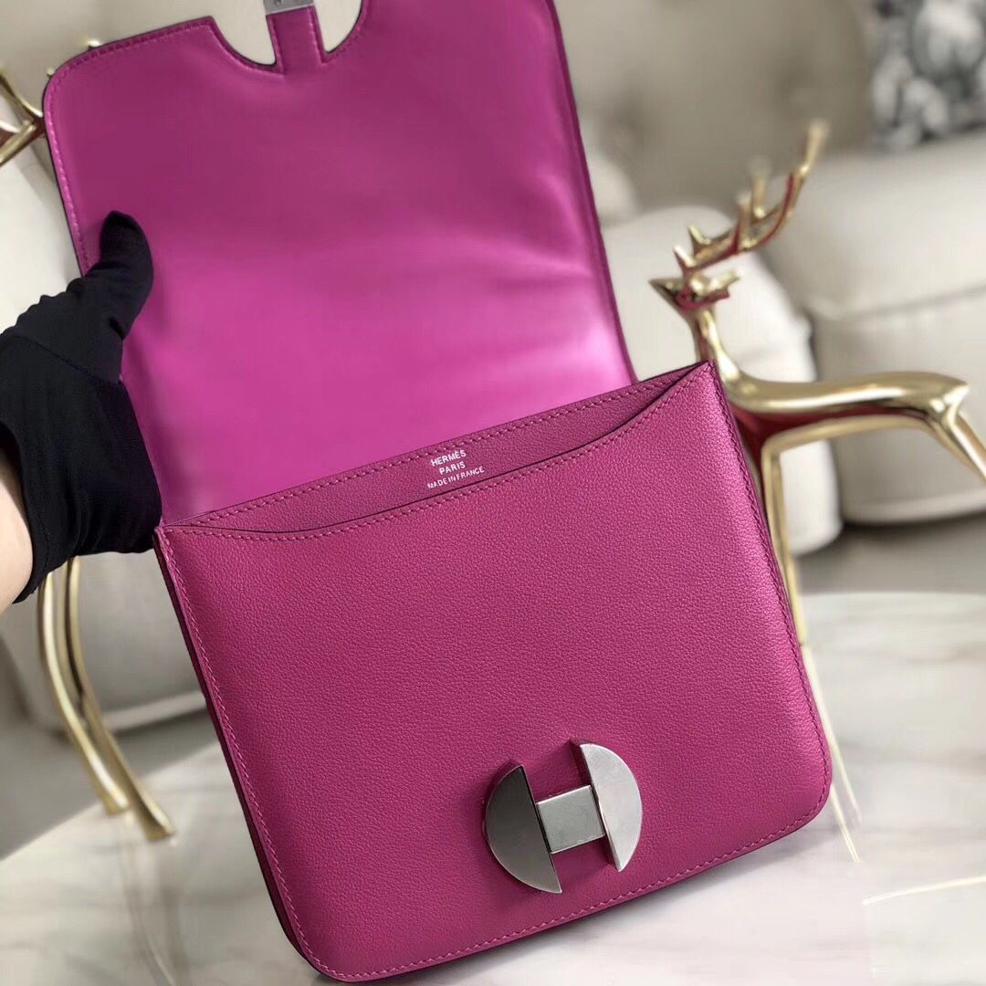 Hermes 2002 20cm Bag In Rose Purple Evercolor Calfskin - Image 7