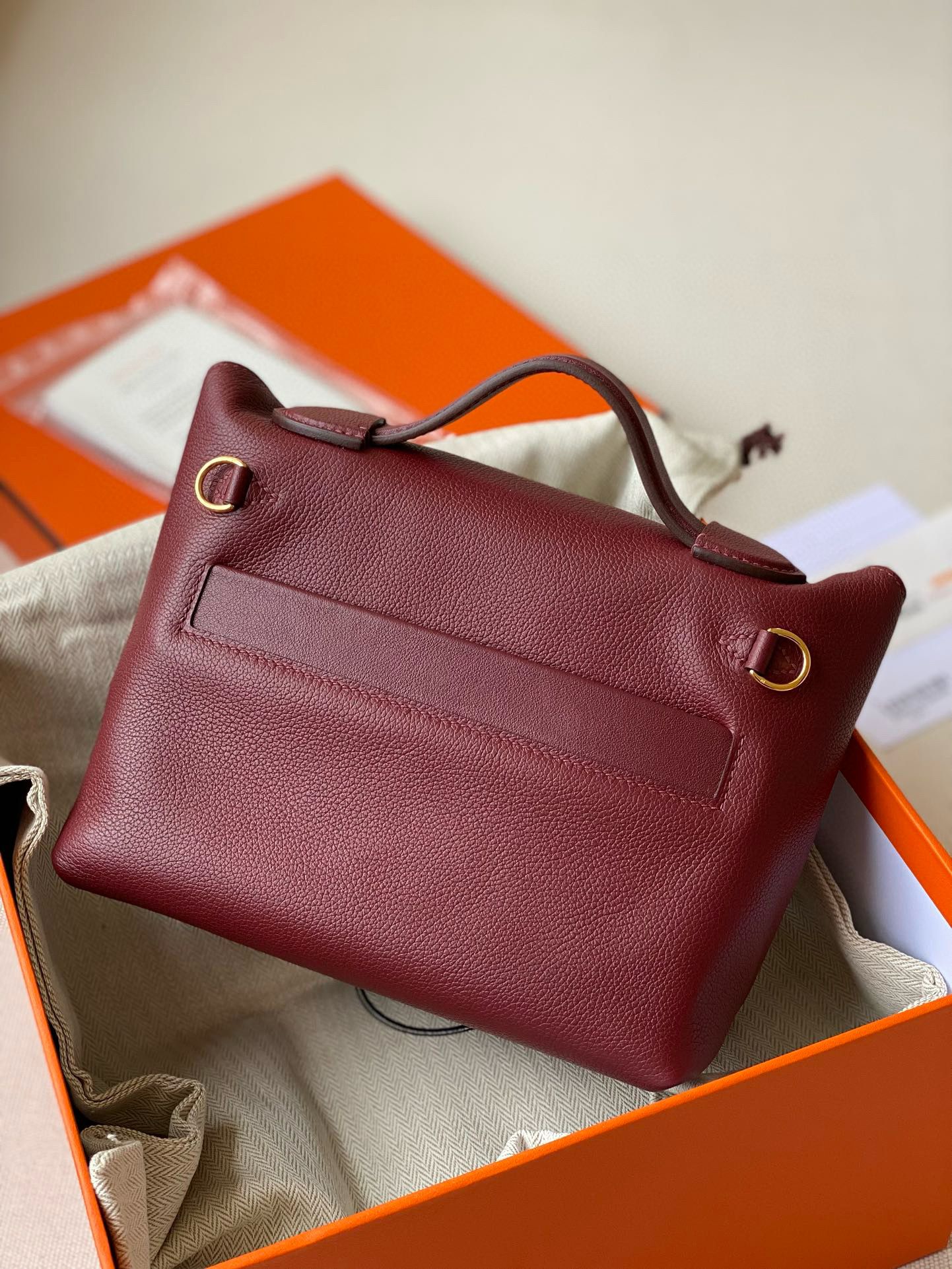 Hermes 24/24 Mini 21 Handmade Bag in Rouge H Evercolor Leather - Image 5