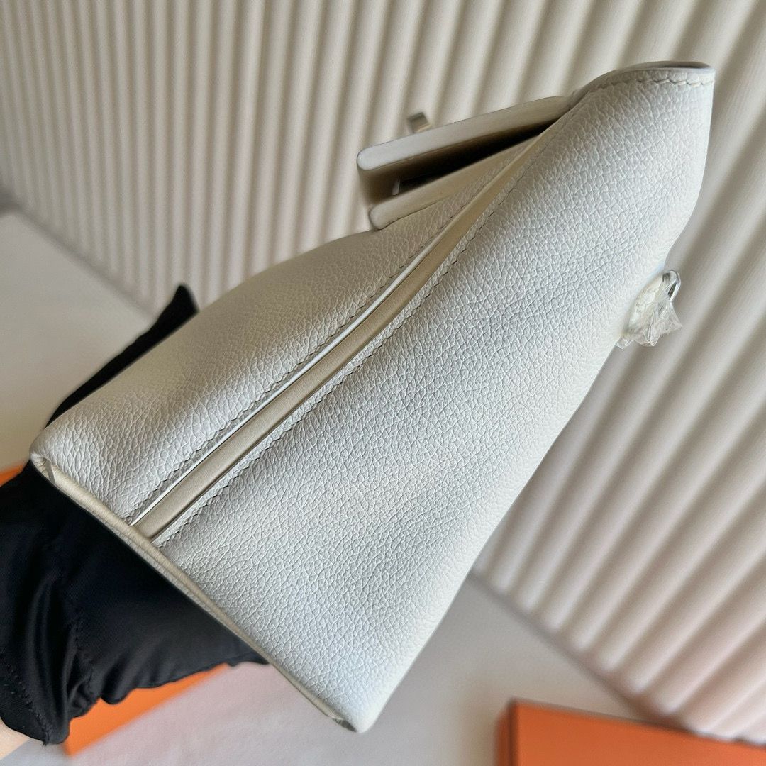 Hermes 24/24 Mini 21 Handmade Bag in White Evercolor Leather - Image 6