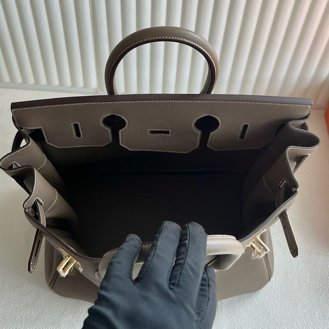Hermes HAC Birkin 40 Handmade Bag in Taupe Clemence Leather - Image 8