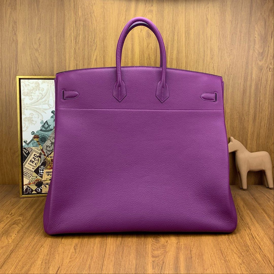Hermes Birkin HAC 50 Handmade Bag in Anemone Clemence Leather - Image 3