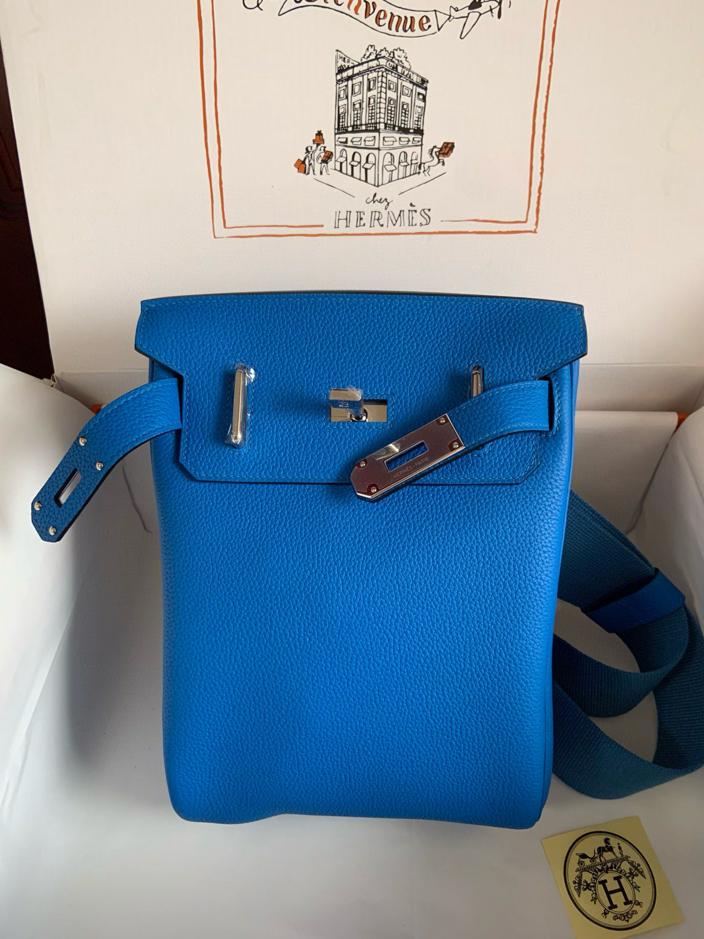 Hermes Hac a Dos PM Backpack in Blue Hydra Clemence Leather - Image 6