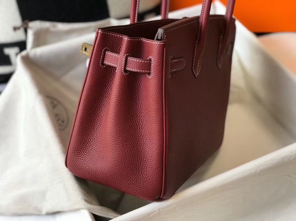 Hermes Birkin 30cm Bag In Bordeaux Clemence Leather GHW - Image 5