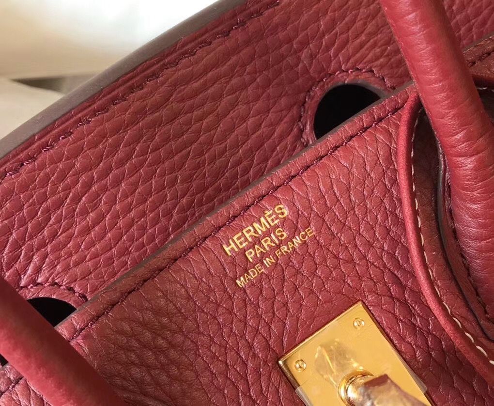 Hermes Birkin 30cm Bag In Bordeaux Clemence Leather GHW - Image 6