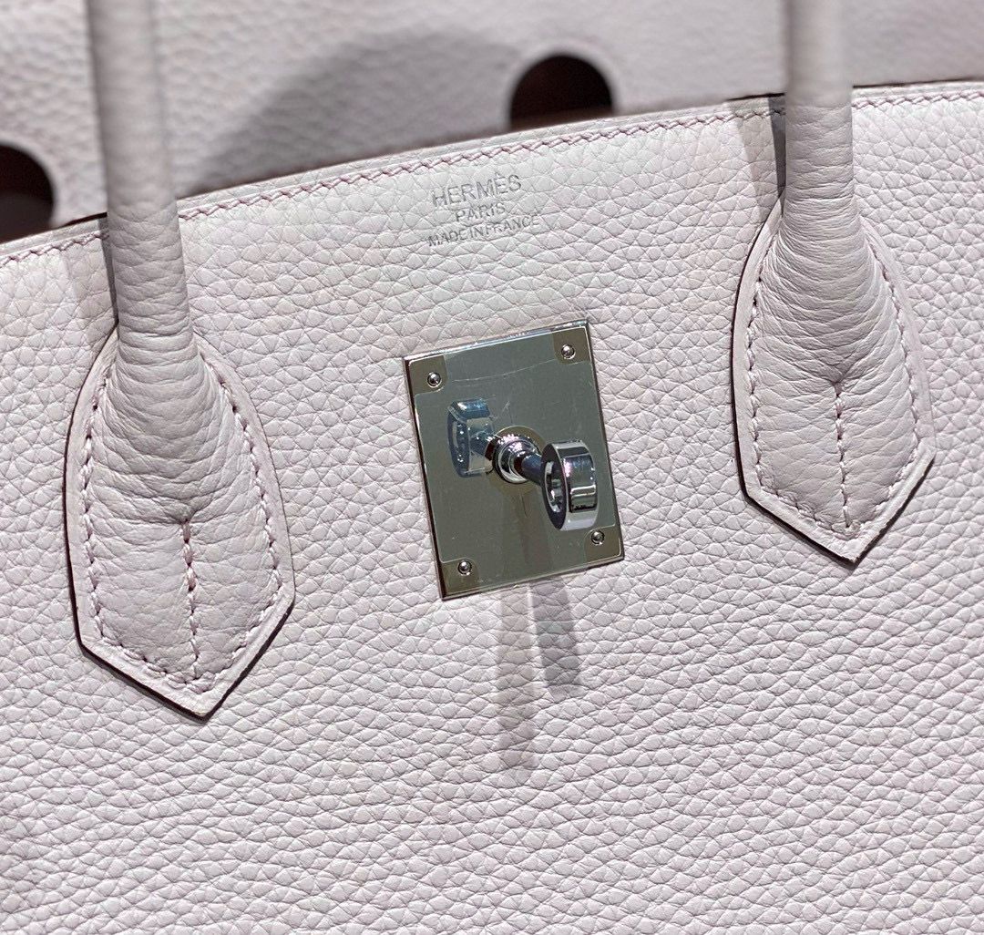 Hermes Birkin 30cm Bag In Mauve Pale Clemence Leather PHW - Image 6