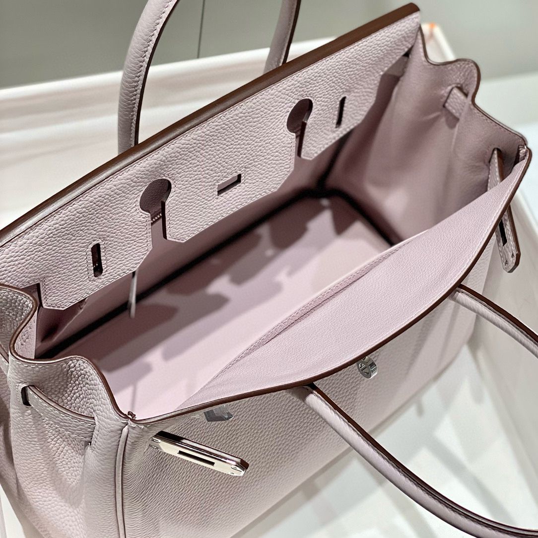 Hermes Birkin 30cm Bag In Mauve Pale Clemence Leather PHW - Image 10